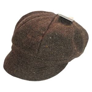 Hatman Of Ireland Gerry Moran 100% Wool Donegal Tweed Flat Cap Brown OSFM